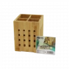 Ahşap Bambu 4 Bölmeli Kaşıklık Organizer (11x11 cm, Pencereli)