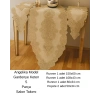 Angelika Model 236 Simli Gold 5 Parça Keten Dantelli Masa Örtüsü Runner Seti - 150x 60 cm