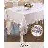 Anna Model Gardenya Keten 160x220 cm Dantelli Tek Masa Örtüsü Krem Şık Tablecloth