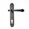 Antika Tarz Dekoratif Pirinç Taşra Banyo Kapı Kolu - 220x35 Mm, Oksit