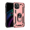 Apple iPhone 12 Uyumlu Kılıf Sofya Yüzüklü Silikon Kapak - Rose