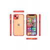 Apple iPhone 13 Mini Uyumlu Kılıf Miami Şeffaf Silikon - Kırmızı