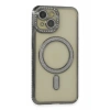Apple iPhone 13 Uyumlu Kılıf Joke Simli Magneticsafe Kılıf - Gri