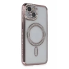 Apple iPhone 13 Uyumlu Kılıf Joke Simli Magneticsafe Kılıf - Pembe