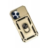 Apple iPhone 14 Pro Max Uyumlu Kılıf Pars Lens Yüzüklü Silikon - Gold