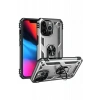 Apple iPhone 14 Pro Uyumlu Kılıf Sofya Yüzüklü Silikon Kapak - Gümüş