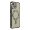 Apple iPhone 14 Uyumlu Kılıf Joke Simli Magneticsafe Kılıf - Gri