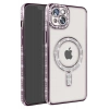 Apple iPhone 14 Uyumlu Kılıf Joke Simli Magneticsafe Kılıf - Pembe