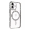 Apple iPhone 16 Plus Uyumlu Kılıf Joke Simli Magneticsafe Kılıf - Gümüş