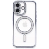 Apple iPhone 16 Plus Uyumlu Kılıf Joke Simli Magneticsafe Kılıf - Mavi