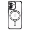 Apple iPhone 16 Plus Uyumlu Kılıf Joke Simli Magneticsafe Kılıf - Siyah