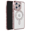 Apple iPhone 16 Pro Max Uyumlu Kılıf Joke Simli Magneticsafe Kılıf - Pembe