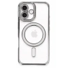Apple iPhone 16 Uyumlu Kılıf Joke Simli Magneticsafe Kılıf - Gri