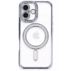 Apple iPhone 16 Uyumlu Kılıf Joke Simli Magneticsafe Kılıf - Mavi