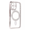 Apple iPhone 16 Uyumlu Kılıf Joke Simli Magneticsafe Kılıf - Pembe