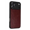 Apple iPhone 17 Pro Max Uyumlu Aras Deri Kapak - Bordo
