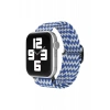 Apple Watch 42mm Uyumlu Star Kordon - Zigzag Beyaz-Mavi