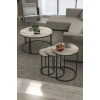 C Zigon Sehpa Seti Beyaz Mermer 4lü