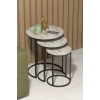 C Zigon Sehpa Seti Beyaz Mermer 4lü