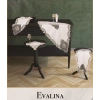 Evalina Model Krem-Krem 5 Parça Keten Dantelli Runner Seti Salon Takımı