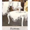 Flowers Model Krem 5 Parça Keten Dantelli Runner Seti Lüks Salon Takımı