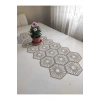 Fransız Dantel Detaylı Tek Runner, Masa Üzerine Runner, Masa Örtüsü Runneri Kahve