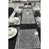 Fransız Dantelli Runner ve Supla Takımı (1 Runner, 6 Supla) - Gri