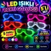 Glow Model Led Işıklı Parti Gözlüğü 3 Modlu 5 Renk 5 Adet