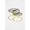 Gold Metal Orta Sehpa Efes Beyaz 2li