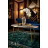 Gold Metal Oval Orta Sehpa Beyaz