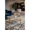 Gold Metal Oval Orta Sehpa Beyaz