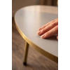 Gold Metal Oval Orta Sehpa Beyaz