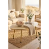 Gold Metal Oval Orta Sehpa Krem