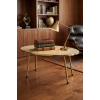 Gold Metal Oval Orta Sehpa Krem