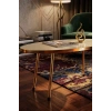 Gold Metal Oval Orta Sehpa Krem