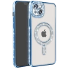 Apple iPhone 15 Kılıf Joke Simli Magneticsafe Kılıf - Mavi