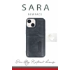 Apple iPhone 15 Sara Kartvizitli Deri Kılıf - Siyah