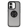 Apple iPhone 16 Kılıf Montreal Yüzüklü Silikon Kapak - Siyah