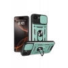 Apple iPhone 16E Kılıf Pars Lens Yüzüklü Silikon - Yeşil