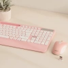 Kablosuz Klavye Mouse Seti - Telefon & Tablet Standlı (Beyaz/Pembe)