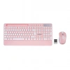 Kablosuz Klavye Mouse Seti - Telefon & Tablet Standlı (Beyaz/Pembe)