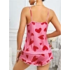 Kadın Pembe Kalp Baskılı Şortlu Gecelik Pijama Takımı 5050