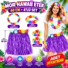 Luau Aloha Mor Hawaii Etek 40 cm ve 4’lü Hawaii Seti