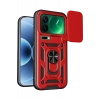 Xiaomi Mi 17 Pro Max Pars Lens Yüzüklü Silikon - Kırmızı