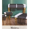 Modena Model Siyah 5 Parça Tül İşlemeli Salon Takımı Masa Örtüsü Runner Seti