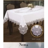 Nora Model Krem-Krem 155x260 cm Keten Masa Örtüsü Tablecloth Şık Ev Dekoru