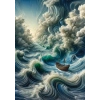 Okyanustaki Yalnız Gemi Kanvas Tablo 70x100cm