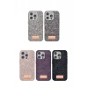 Onegif Apple iPhone 15 Pro Uyumlu Bright Simli Kapak - Derin Mor