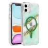 Onegif Apple iPhone 11 Lotus Simli Magsafe Kapak - Yeşil