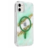 Onegif Apple iPhone 11 Lotus Simli Magsafe Kapak - Yeşil